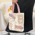 Cute Cartoon Shoulder Bags Girls Handbag Kawaii Shopping Tote Canvas Large Capacity Reusable Trendy Eco Student School Beach Bag.
