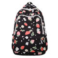 2024 New Double Backpack Casual Backpack College Student Girl Middle School High School School Bag Strawberry Print Simple and Fashionable.