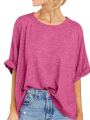 Loose Women's T-Shirts, Casual Pants, Wide Collar, Short Sleeve T-Women's Shirt, OJolee Jocoo Summer Women's Solid Color Shirt. 