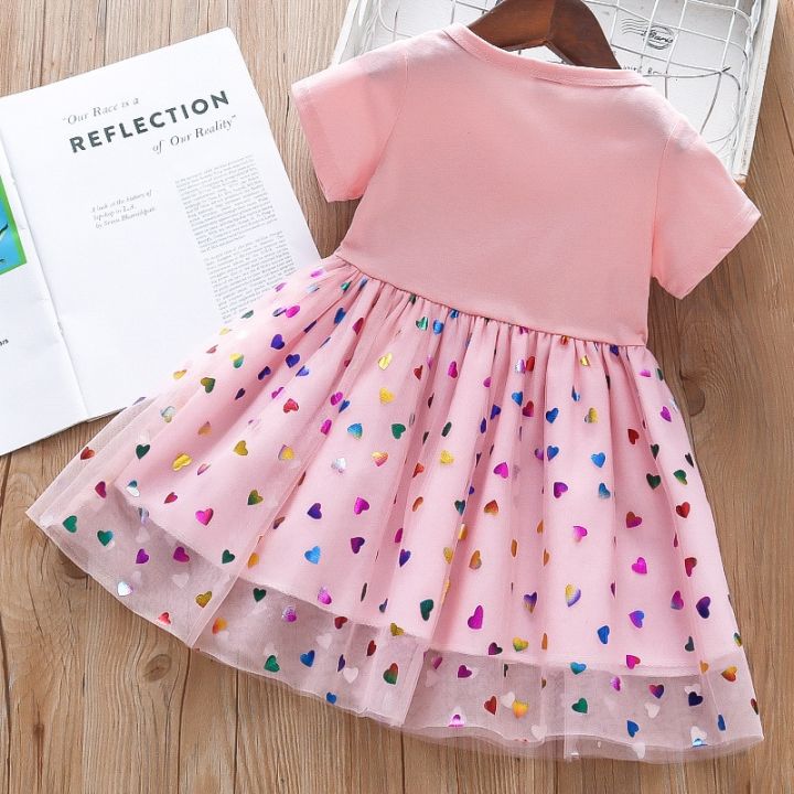 2023%20New%20Summer%20Girls%20Dress%20Cotton%20Cartoon%20Unicorn%20Splicing%20Mesh%20Party%20Princess%20Dresses%20For%202-6%20Years%20Girls%20Birthday%20Clothes%20-%20Image%205