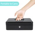 Cash Box Metal Money Box with 5 Coin Trays Cantilever Design & 4 Bill Slot with Spring Clips to Organize and 2 Keys Lock Safe Box Suitable for Valuables 11.8x9.44x3.54in Size. 