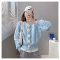 55 Fashion Exquisite Flowers Sweater Coat Women's Knitted Cardigan Autumn and Winter New Korean Style Candy Color Short Fairy Top.