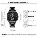 Temu Selection Premium Automatic Date Men's Quartz Watch New Square Big Dial Trend Alloy Steel Watch.