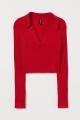 Ladies Collar Long Sleeve Ribbed Crop Top Blouse, Casual Fit, Stylish Slim Wear. 