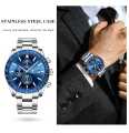 POEDAGAR Blue Men’s Watches Top Brand Luxury Chronograph Watch. 