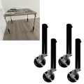 Table Leg Extension for Folding Table Castors - Pack of 4 Risers with Wheels for Straight and Curved Legs Easy to Use. 