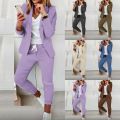 Suit Set Two Piece Office Business Long Sleeve Lapels Jacket Pants Suit 2025..