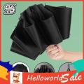 HelloWorld Rain Umbrella Folding Smooth Fabric Parasol. 