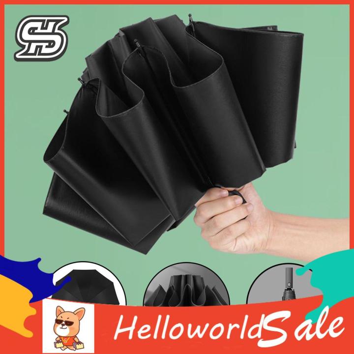 HelloWorld Rain Umbrella Folding Smooth Fabric Parasol