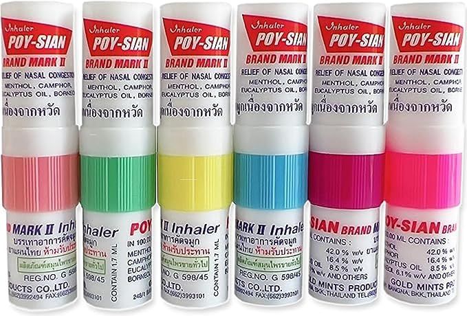Poysian Mark II Menthol Nasal Inhaler From Thailand (Pack of 6) by Poy Sian