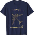 Tu-95 Russian Plane Warbird Blueprint Schematics Diagram Men T-Shirt Short Sleeve Casual Cotton O-Neck Summer Shirt.