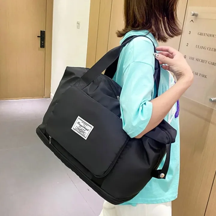 Travel%20Bag%20Women%20Foldable%20Shoulder%20Bag%20High%20Quality%20Handbag%20Double%20Zipper%20Expansion%20Bag%20Large%20Female%20Bag%20Fashion%20New%20Luggage%20Bag%20-%20Image%203