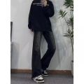 Black bootcut jeans, men's spring and summer loose straight-leg handsome high-end pants, American high street trend trousers.