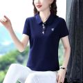 Collar T-shirt, women's short sleeved 2023 new style, leading mom loose summer fashion top, sports polo shirt T. 