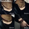 Men's Choker Necklace Black Brown Braided Leather Necklace for Men Stainless Steel Magnetic Clasp Male Jewelry Gifts UNM27A.