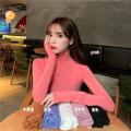 Pile Collar Bottoming Shirt Women's Inner Wear Black High Collar Long Sleeve T T-shirt Women's Autumn and Winter Tight Spring and Autumn All-Match Top.