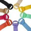 Beltox Women Straw Woven Elastic Wide Belt Solid Color with Matching Plastic Buckle.