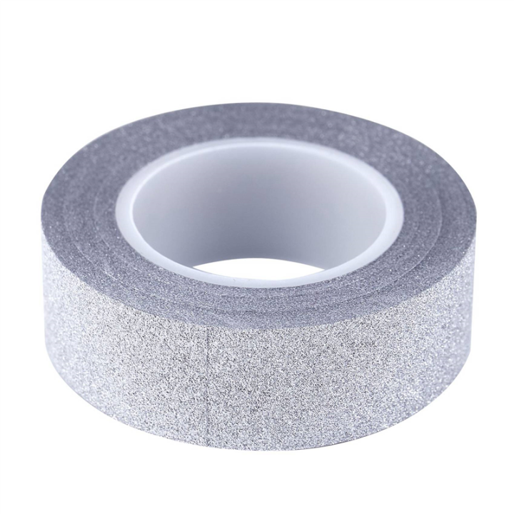 NXFDSIOZ 4pcs 10M Glitter Tape Stick Self Adhesive Sticker Label Decorative Paper DIY Silver