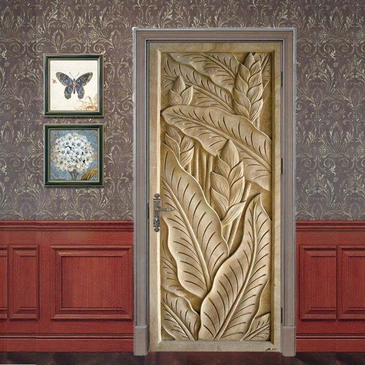 Carved%20Wood%20Panel%20Door%20Stickers%20Retro%20Decorative%20Sticker%20Self-adhesive%20Waterproof%20Relief%20Pattern%20Wallpaper%20Mural%20Apartment%20Decor%20-%20Image%206
