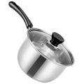 Cookware Nonstick Stainless Steel Soup Pot Transparent Lid Heat Resistant Ramen Pot One -handle Thickening Milk Pot Porridge. 