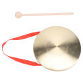 Tam Tam Gong Traditional Percussion Instrument Clear Sound Gong Instrument with Mallet and Red Hanging Ribbon for Wedding Celebrations Grand Opening Ceremonies.