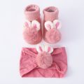2Pcs Set Baby Socks Headband Cute Plush Ball Newborn Short Socks Cute Kids Baby Girl Hairbands Socks Photo Props. 