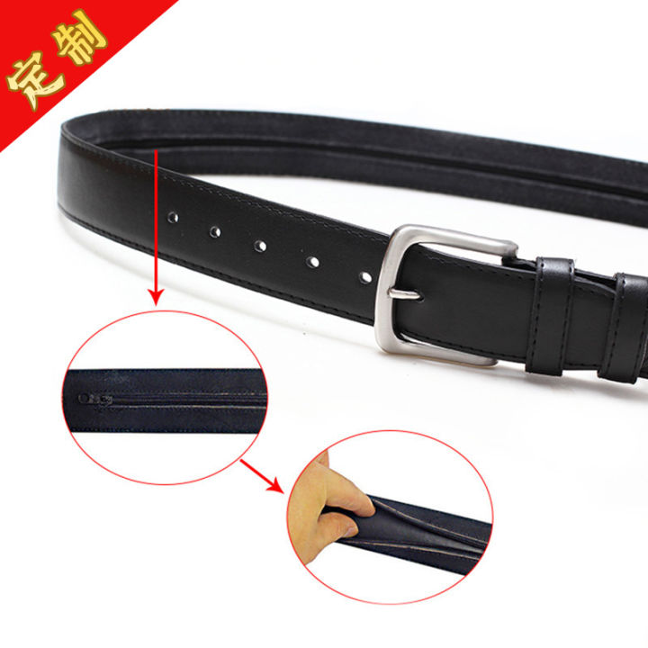 Custom Men's Zipper Wallet Belt Eco-friendly PU Inner Clip Anti-theft Pin Buckle Belt Casual Wallet Belt Men's Custom