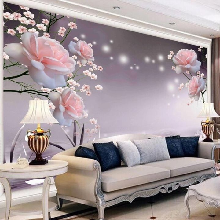 Custom%203D%20Wall%20Mural%20Modern%20Rose%20Flowers%20Wallpaper%20Living%20Room%20TV%20Sofa%20Bedroom%20Romantic%20Home%20Decor%20Papel%20De%20Parede%20Sala%20Frescoes%20-%20Image%205