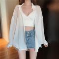 Chiffon Shirt Women's2023Spring and Summer New Loose Slimming Mid-Length Thin Sun Protection Shirt Korean Style Top. 