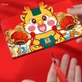 New Year Red Envelope Traditional Hongbao Lucky Money Envelope for Valentines Day Gifts 6 Card Slots. 