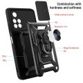 For Xiaomi Redmi Note 11 / Note 11T Rugged Armor Protection Case with Slide Camera Cover Ring Holder Stand casing.