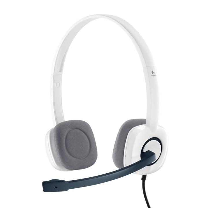 Logitech H150 Wired Headset, Stereo Headphones with Rotating Noise-Cancelling Microphone, Dual 3.5 mm Audio Jack, In-Line Controls, PC/Laptop - White