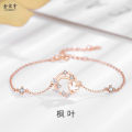 Autumn new maple leaf bracelet women's sterling silver forest series rose gold geometric Korean version ins small fresh leaf hand jewelry. 