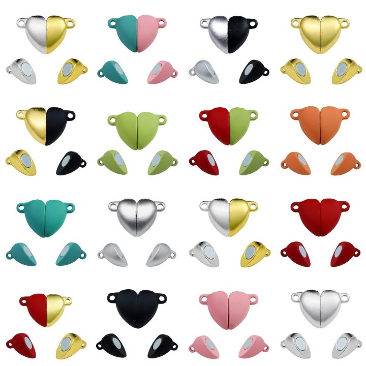 St.kunkka 5set/bag Mixed Colour Love Heart Magnet Buckle Strong Magnetic Clasps Necklace Bracelet Buckle Connectors End Caps DIY Jewelry Making