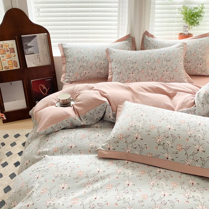 AMaternal%20and%20Child%20Double-Layer%20Yarn%20Bed%20Four-Piece%20SetinsFrench%20Retro%20Bedding%20Washed%20Cotton%20Duvet%20Cover%20Bed%20Single%20Three-Piece%20Set%20-%20Image%205
