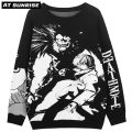 Mens Hip Hop Streetwear Harajuku Sweater Vintage Retro Japanese Style Anime Death Note Knitted Sweater Autumn Cotton Pullover. 