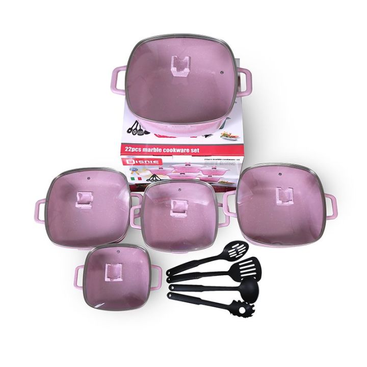 Disnie Marble Coated 22 Pcs Granite Cookware Set with Free Delivery