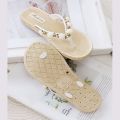 2024 Summer New Flat Flip Flops Outdoor Beaded Women's Slippers National Fashion Sandals.