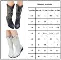 Women Cowboy Boots Embroidery Mid Calf Vintage Pull On Cowgirl Low Block Western. 