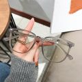 Retro Olive Green Brand Anti Blue Light Glasses Version for Men and Women Korean Fashion Plain Face Thin Square Eye Frame.