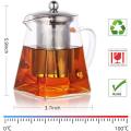 500ml & 900ml Square Glass Teapot for One with Heat Resistant Stainless Steel Infuser, Perfect for Tea and Coffee, Clear Leaf Teapot with Strainer Lid Gift for Your Family or Friends (Clear). 