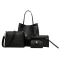 Women 4 Piece Set Bag Fashion Solid Soft PU Single Shoulder Messenger Bags. 