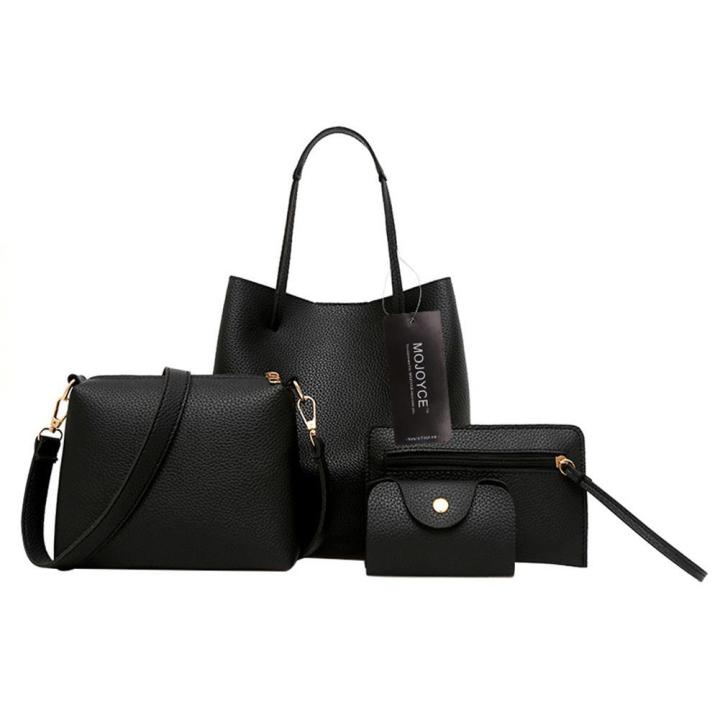 Women%204%20Piece%20Set%20Bag%20Fashion%20Solid%20Soft%20PU%20Single%20Shoulder%20Messenger%20Bags%20-%20Image%204