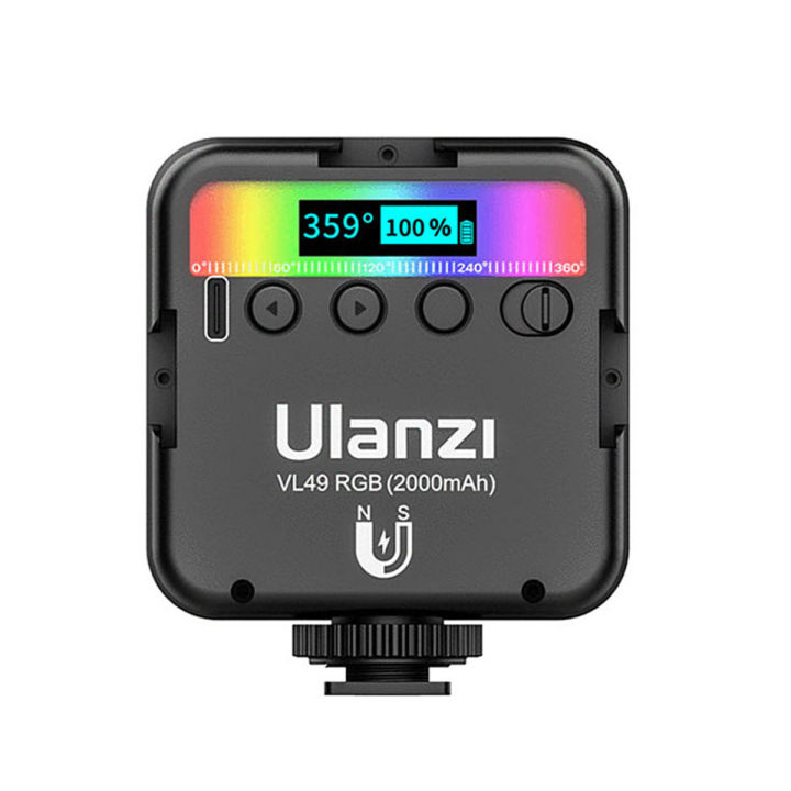 Ulanzi VL49 RGB Rechargeable Mini RGB Light | Illuminate Your Scenes with Adjustable RGB Colors | Compact and Portable