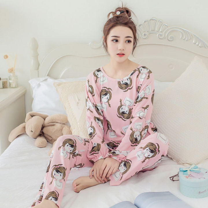 Wholesale%20Korean%20Pajamas%20Ladies%20Spring%20and%20Autumn%20Sweet%20and%20Cute%20Student%20Girl%20Loungewear%20Long%20Sleeves%20and%20Pants%20Ladies%20Sets%20-%20Image%203