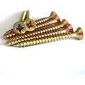 10Pcs- Golden Color 50x6mm 2" Inch Zinc Plated Copper Coating Chipboard Screws Flat Head Self Tapping Drilling Wood Screws For Hardware Electronic Wood Construction Screws Tools.