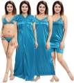Women 6-Part Solid Night Dress Set - Fashionable Night Wear. 