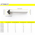 90 degree Conical Alloy Hard Metal Grinding Head 1pcs Wood Carving Tungsten Steel Rotary Boring Cutter K-type File Boring Tool minghao. 