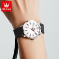 Olevs Relo For Women Rubber Strap Original Waterproof Fashion Quartz Watch Luminous Digital Dial Simple Elegant. 