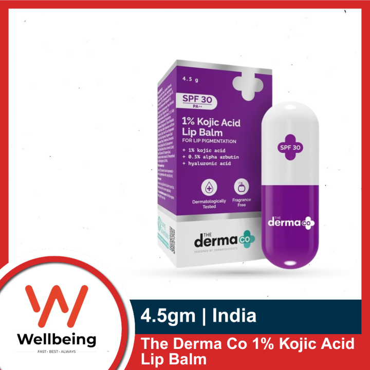 The Derma Co 1% Kojic Acid Lip Balm 4.5g I With Alpha Arbutin & Hyaluronic